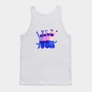 The four cute cats celebrate being GEEKS Tank Top